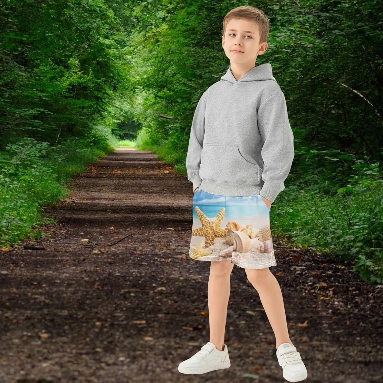 Boys Athletic Shorts Size 7-15 Boys' Casual Shorts with Pockets Elastic Waist Summer Kids Bottom for Sports Homewear