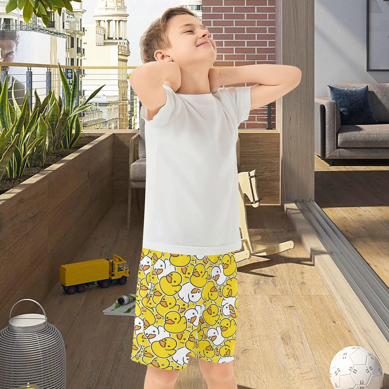 Boys Athletic Shorts Size 7-15 Boys' Casual Shorts with Pockets Elastic Waist Summer Kids Bottom for Sports Homewear