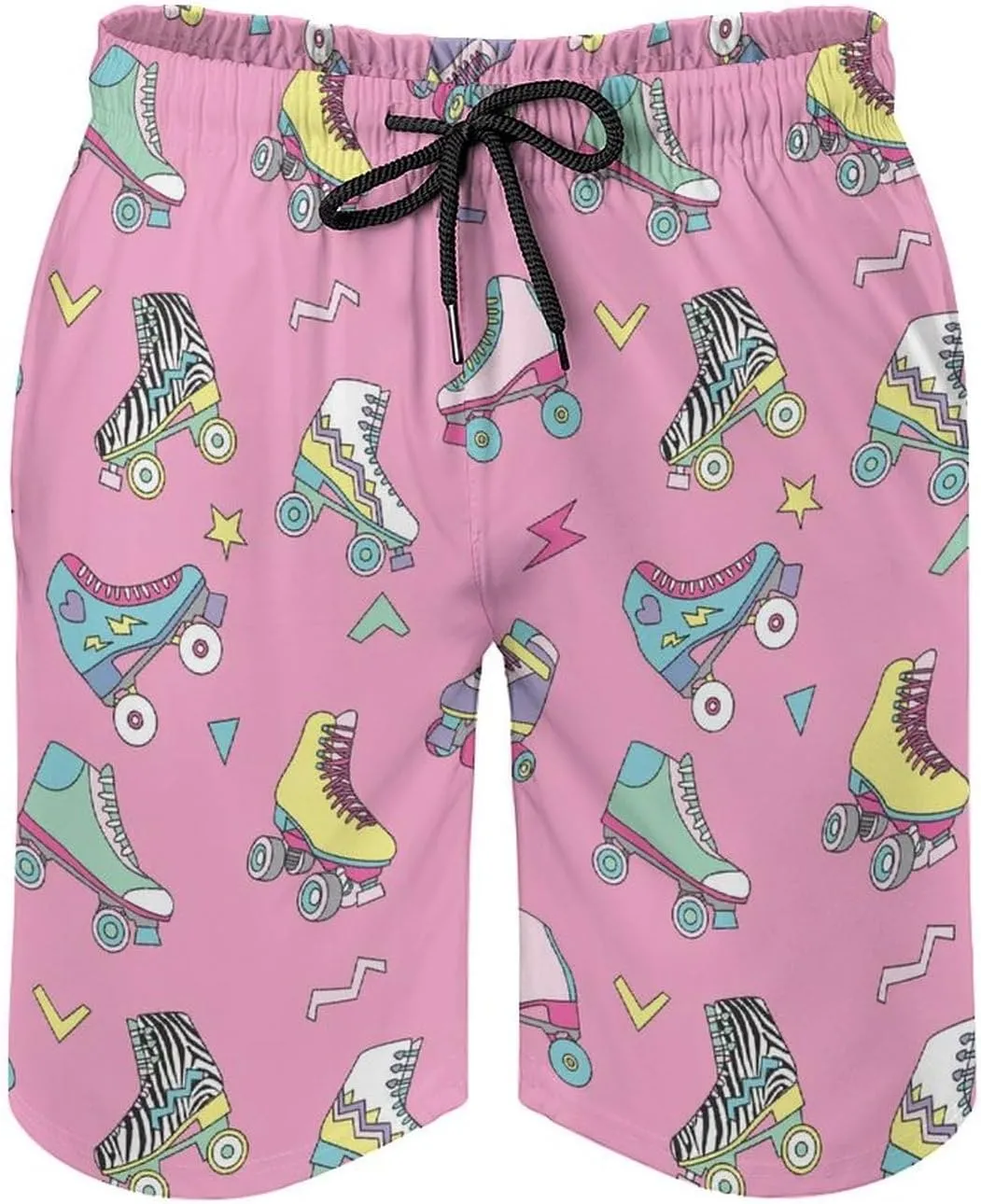 Cute Retro Roller Skates Men's Swim Trunks Quick Dry Bathing Suit Swimming Shorts Beach Swimwear