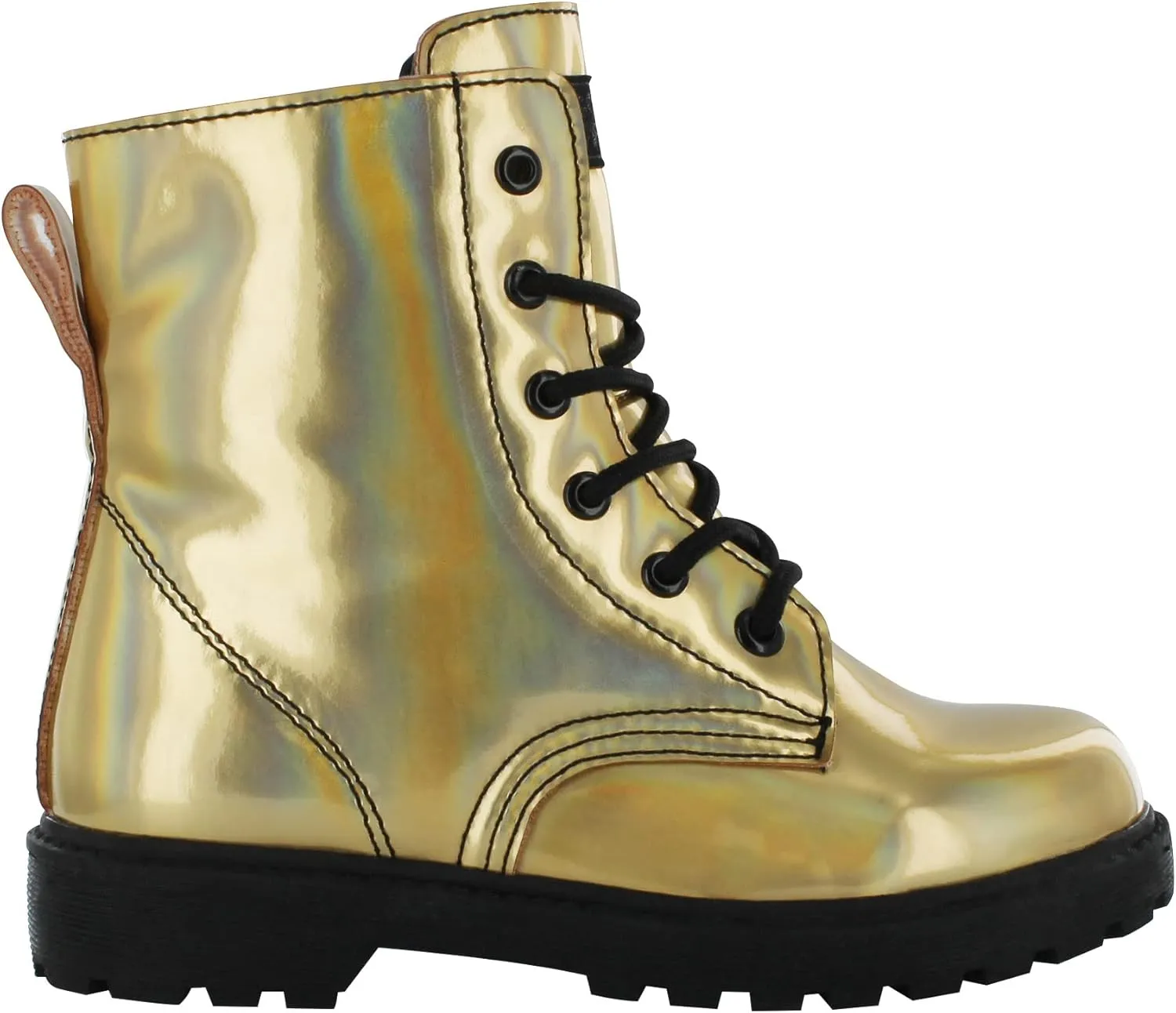 Girl's Luna G Gold Synthetic Patent Leather Combat Boot