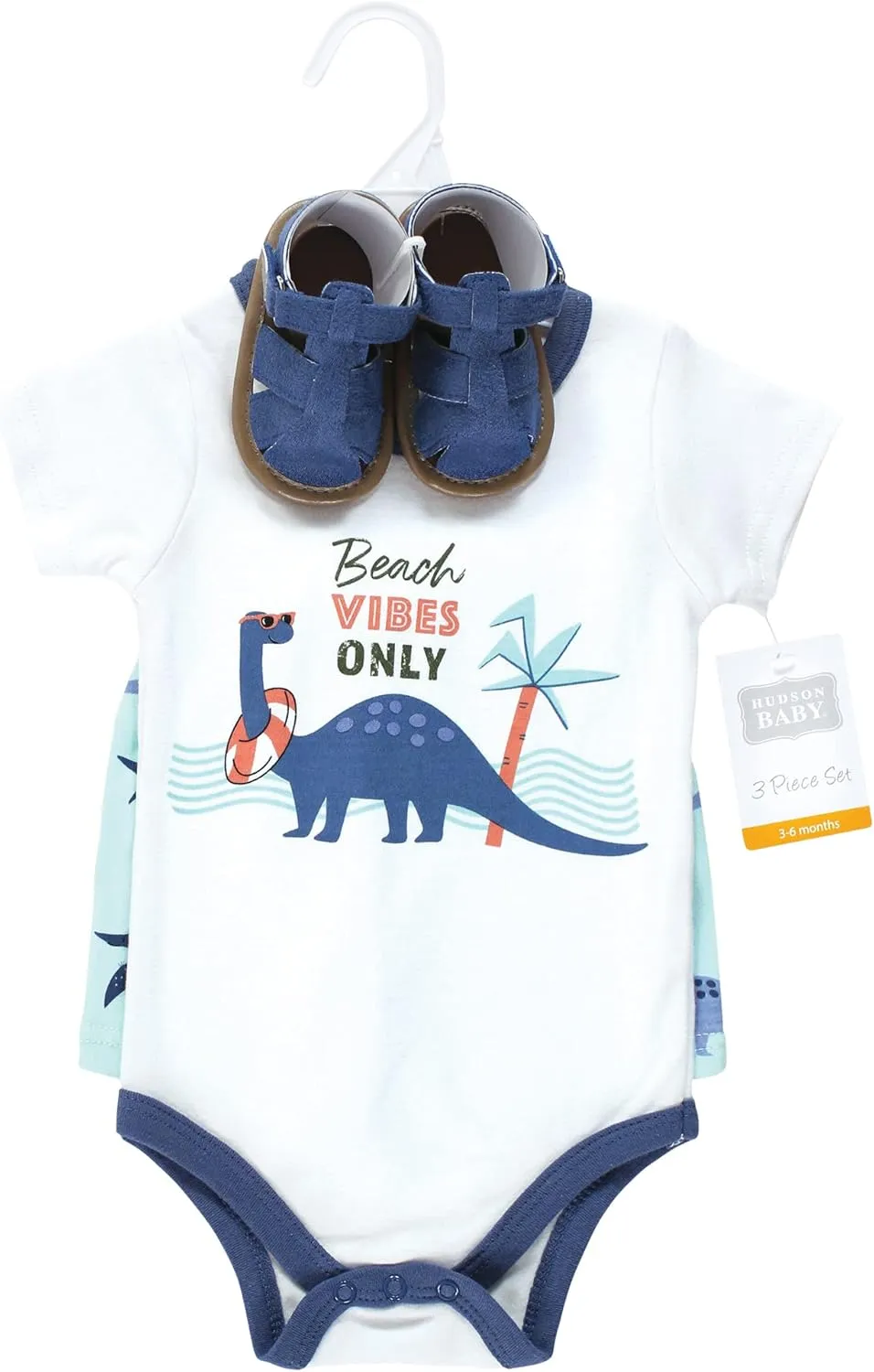 Hudson Baby Unisex Baby Cotton Bodysuit, Shorts and Shoe Set