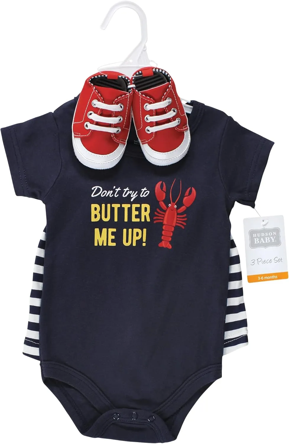 Hudson Baby Unisex Baby Cotton Bodysuit, Shorts and Shoe Set
