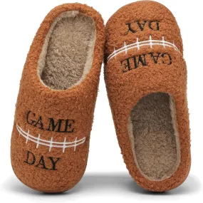 INMINPIN Women Men Ball Sports Slippers Soft Curly Plush House Shoes Cozy Bedroom Slippers Indoor Outdoor with Non Slip Sole for Sports Fan
