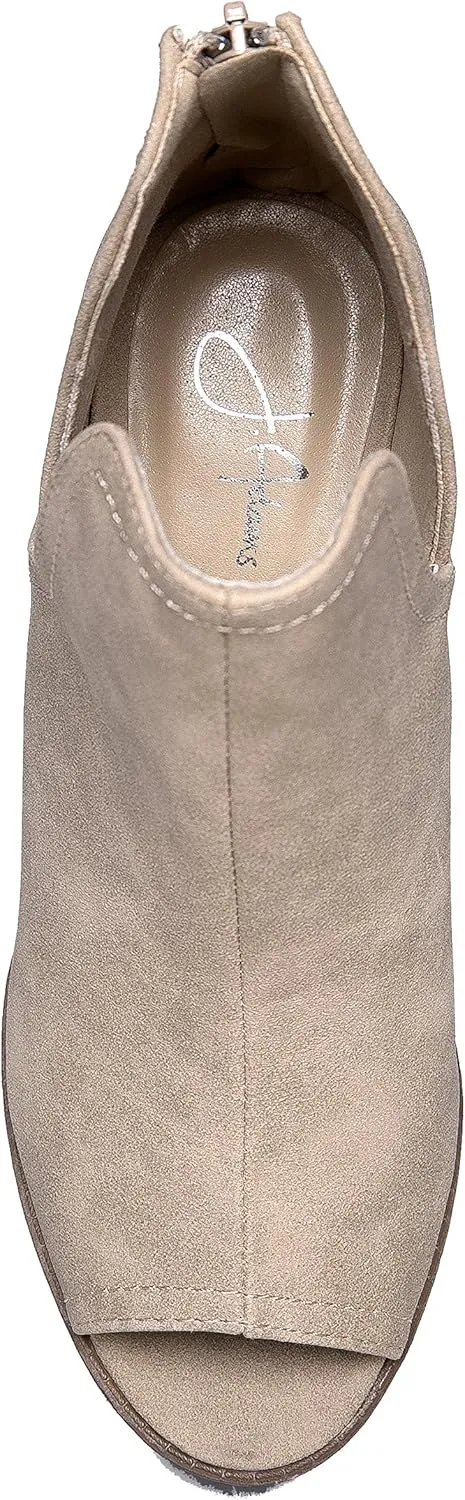 J. Adams Tabs Booties for Women - Cut Out Peep Toe Mid Block Heel Ankle Boots