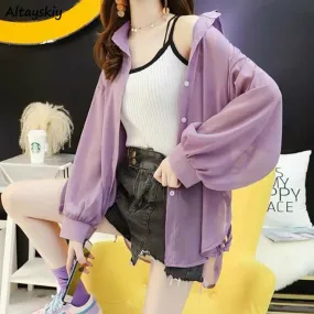 Joskaa Christmas Gift Shirts Women Summer Solid Basic Blouses Chiffon Lace Up Ladies Lapel Ulzzang Transparent Newest Trendy Daily Ins Outerwear Tunic