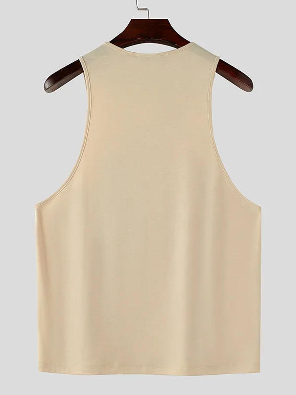 Mens Casual Numeric Embroidery Sports Tank SKUK76228