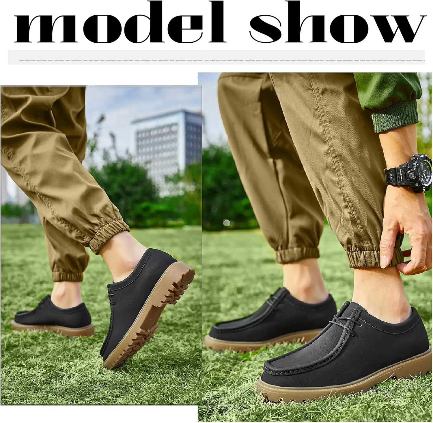 Men's Leather Lace Up Platform Penny Loafers Retro Comfort Round Toe Non-Slip Lug Sole Block Heel Casual Derbys for Business Office Driving Walking Shoes