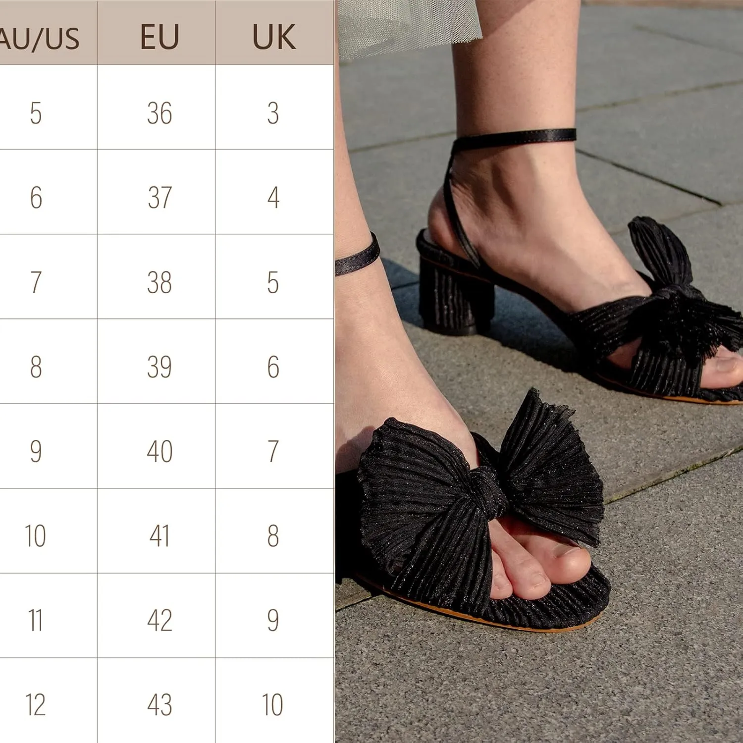 MUCCCUTE Women's Bow Knot Heeled Sandals Ankle Buckle Strap Chunky Heeled Open-toe Comfortable Wedding Party Fashion Heeled