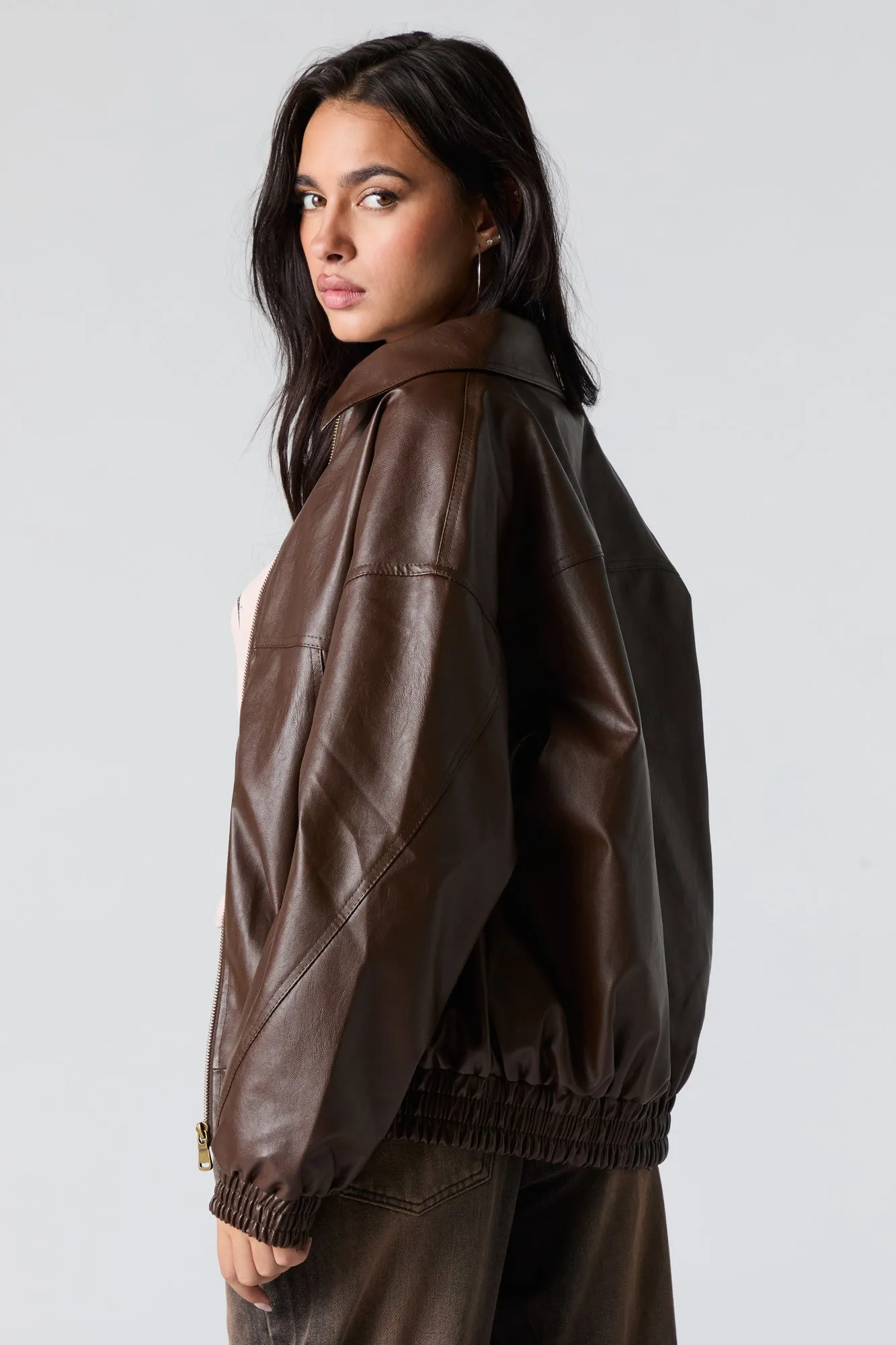 Oversized Faux Leather Jacket