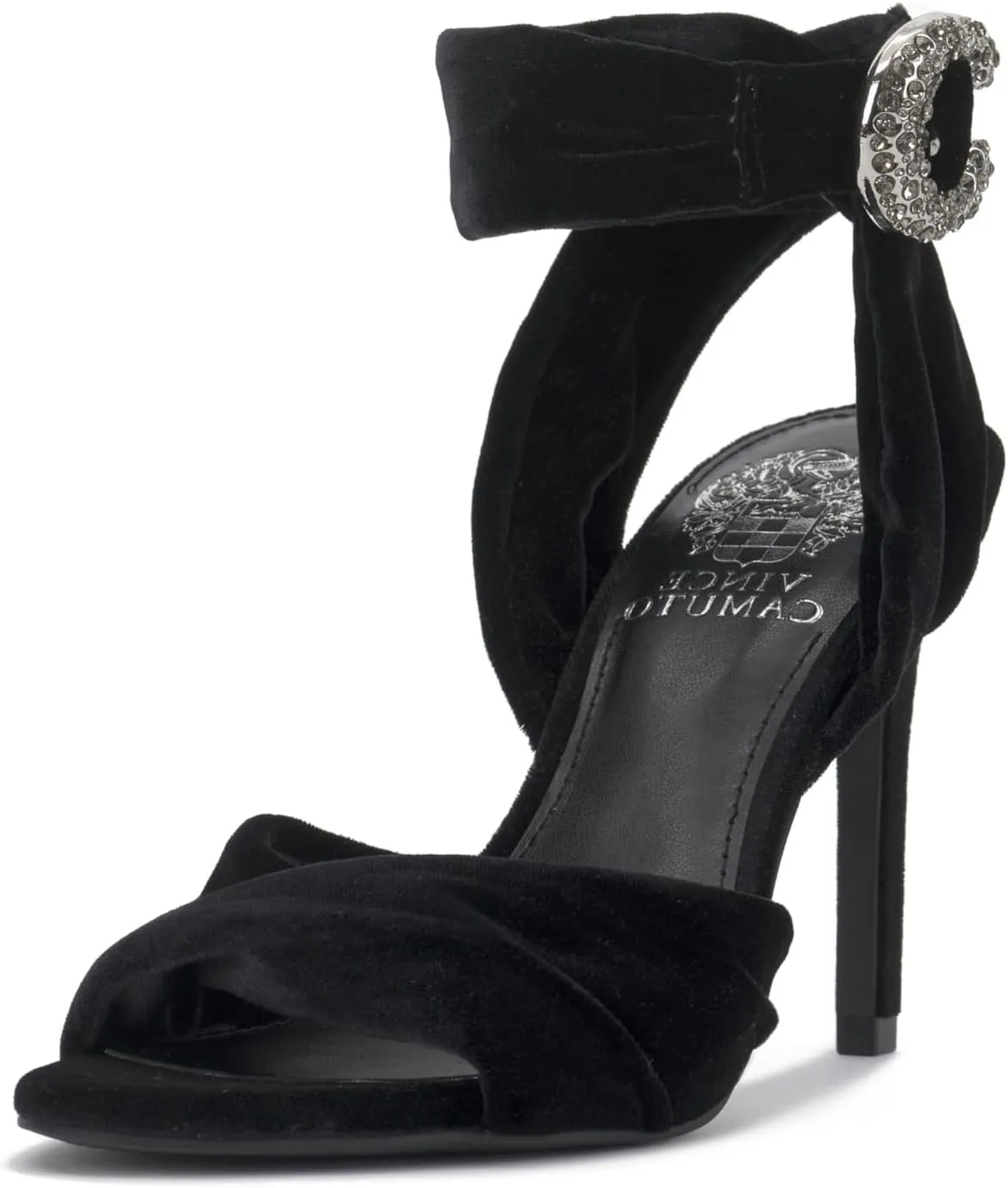 Vince Camuto Women's Anyria High Heel Sandal Heeled, Black Velvet, 9