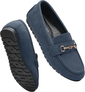 Women's Wide Loafers Casual Slip on Flat Shoes Women's Comfort Penny Loafers with Arch Support Women Dressy Moccasins
