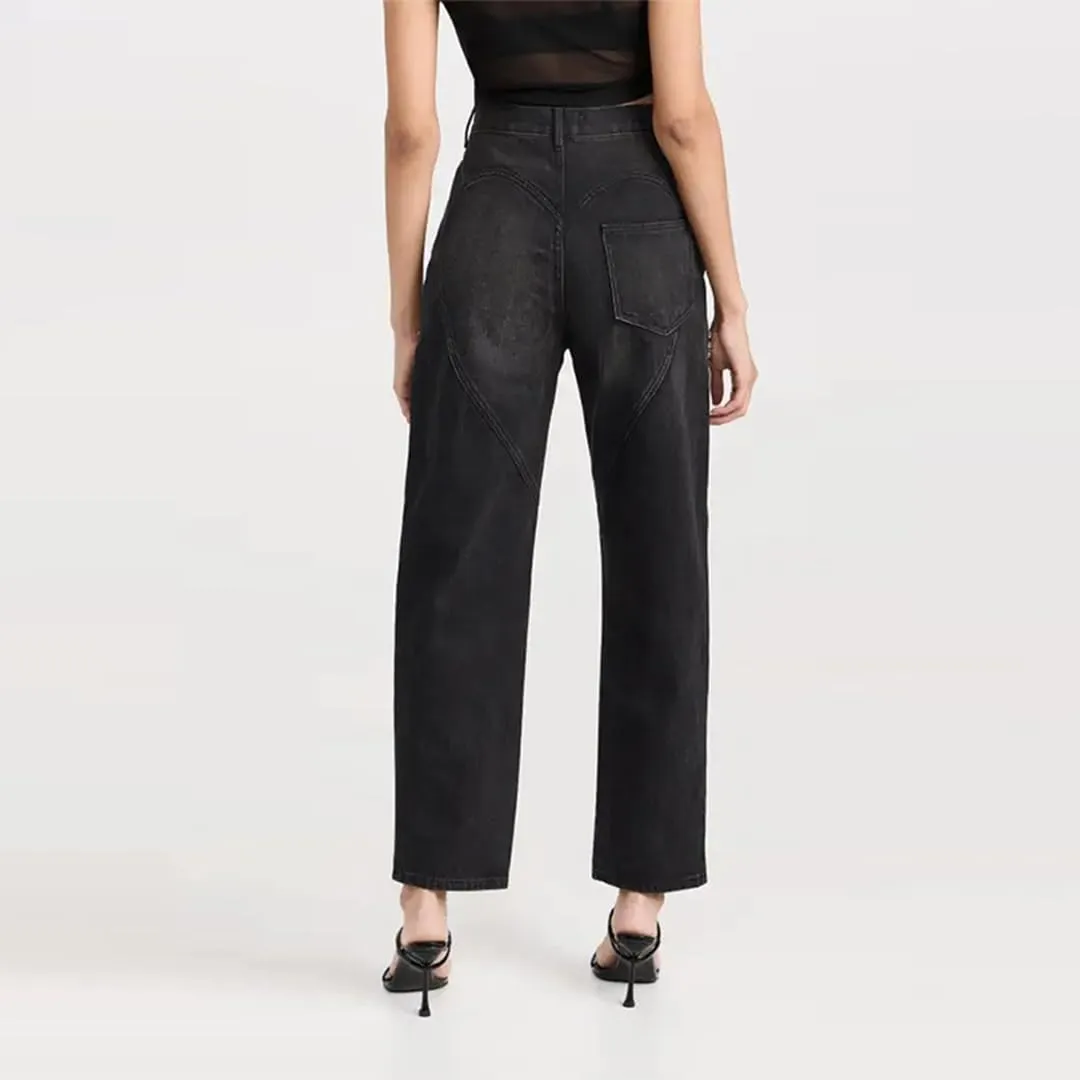 Women's Y2k Baggy Rhinestone Distressed Pants