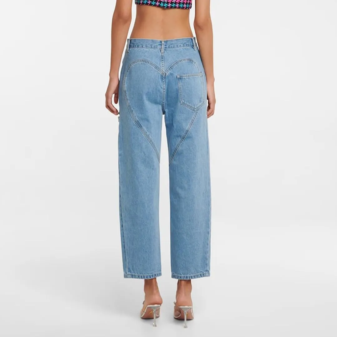 Women's Y2k Baggy Rhinestone Distressed Pants